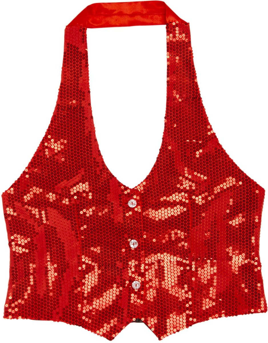 Dames Pailletten Vest Rood Vrouw | XL | Carnaval kostuum | Verkleedkleding